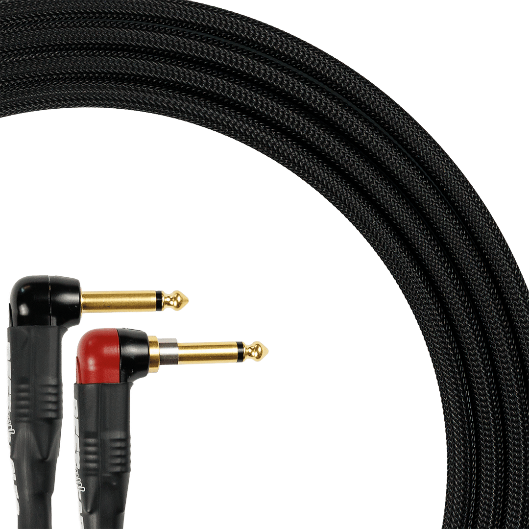 Best Damn Cable Co The Best Damn SILENT Cable with black braided cord and right angle gold instrument plugs