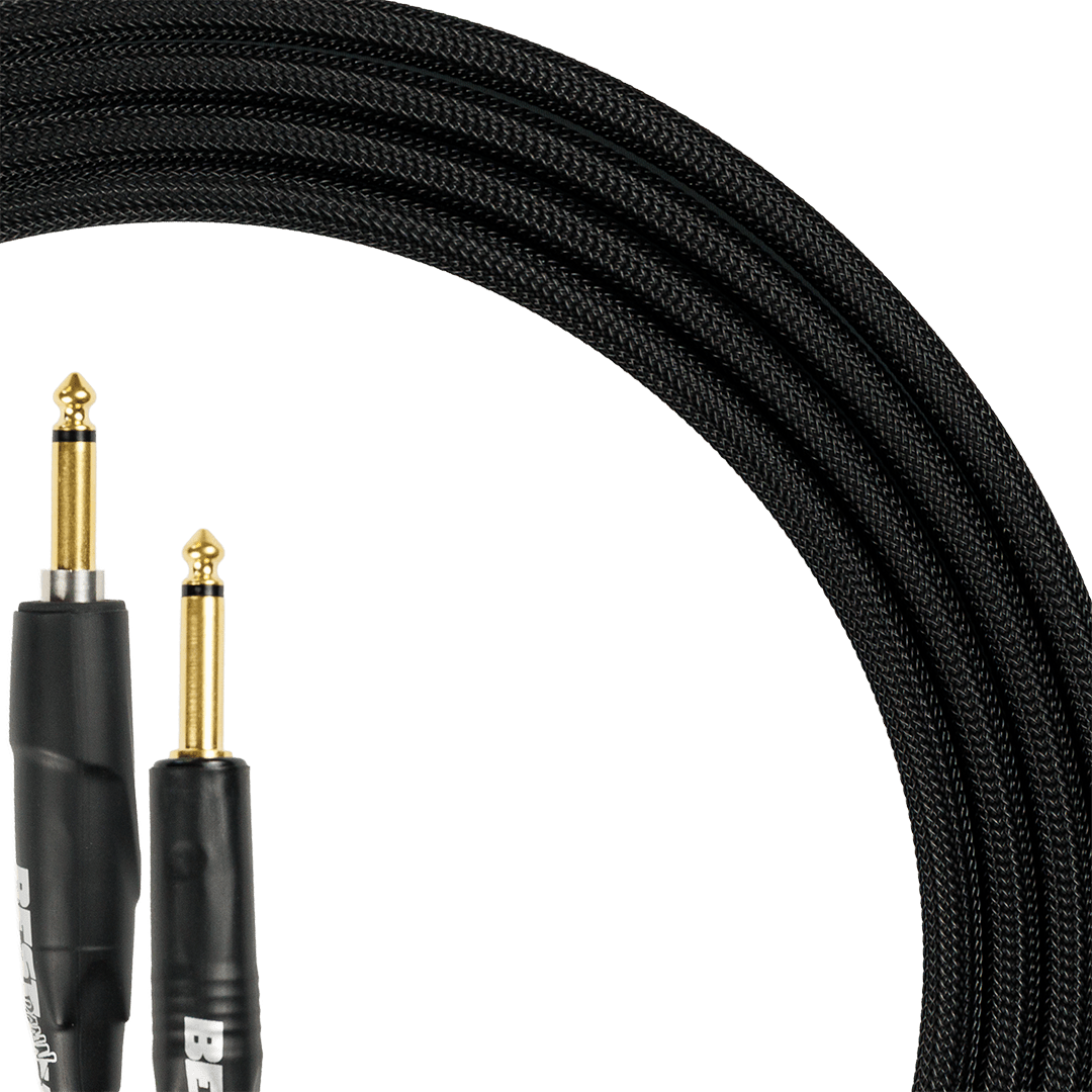 Best Damn Cable Co The Best Damn SILENT Cable with black braided sleeve and gold plated instrument jacks
