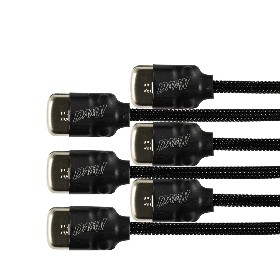 Best Damn Cable Co six pack of black braided patch cables with metal connectors