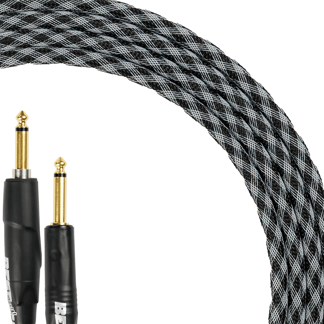 Best Damn Cable Co The Best Damn SILENT Cable with black and white braided exterior and gold plated connectors