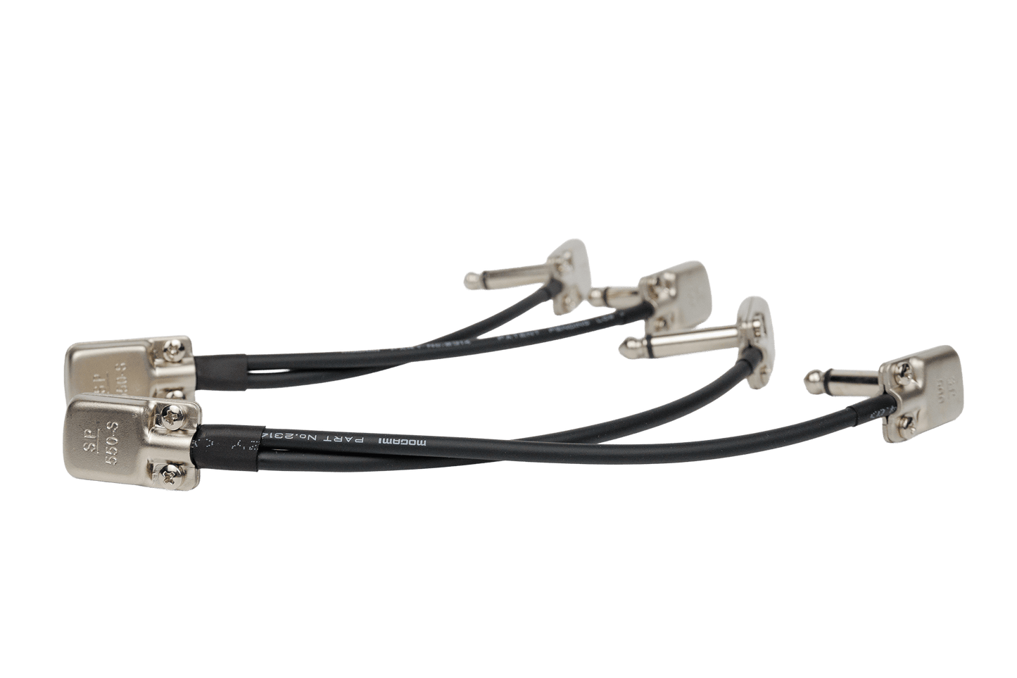 Side profile of two TRS to Dual Mono Patch cables, 6 inches in length