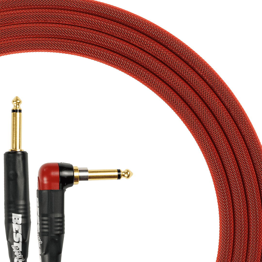 Best Damn Cable Co The Best Damn SILENT Cable with red braided cord and gold plated straight and right angle jacks