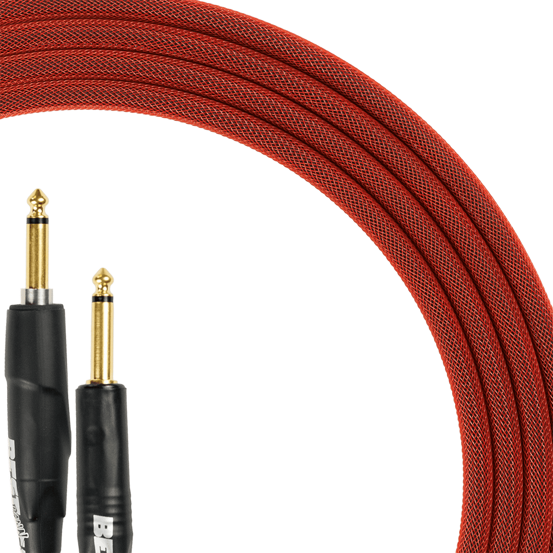 Best Damn Cable Co The Best Damn SILENT Cable with red braided exterior and gold plated jack connectors