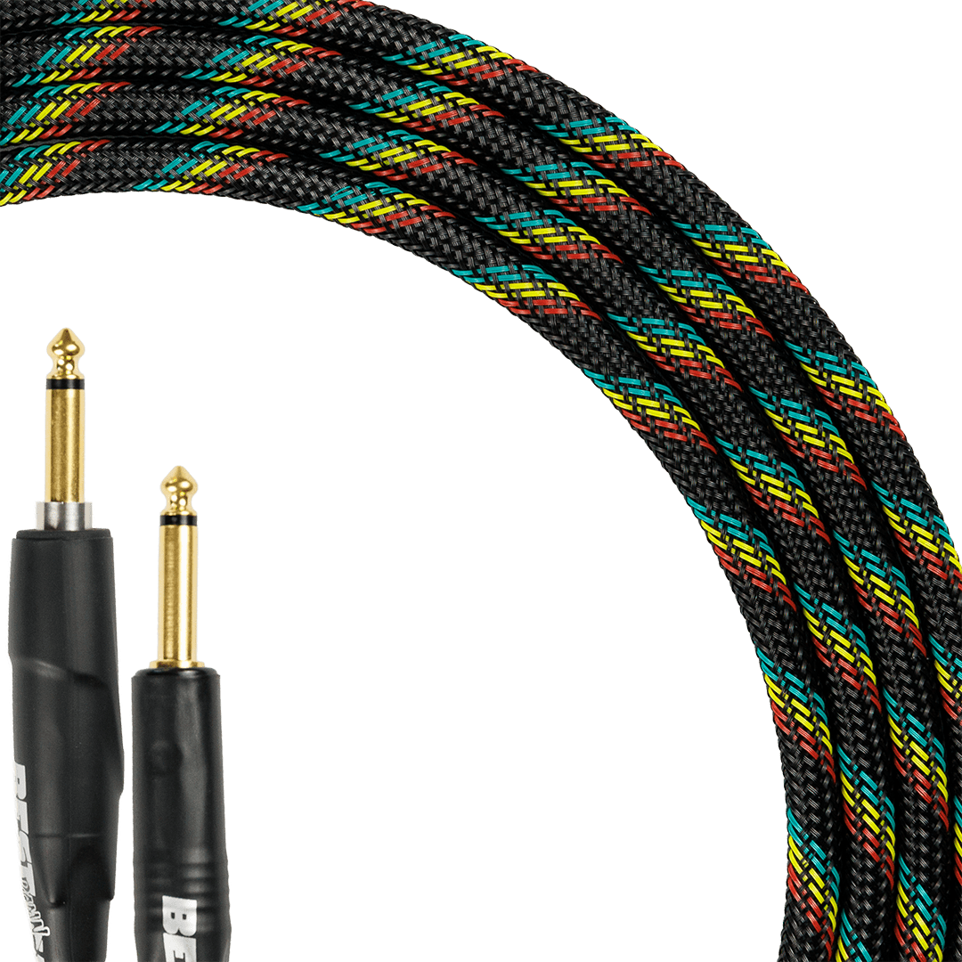 Best Damn Cable Co The Best Damn SILENT Cable with black braided sleeve and gold instrument plugs