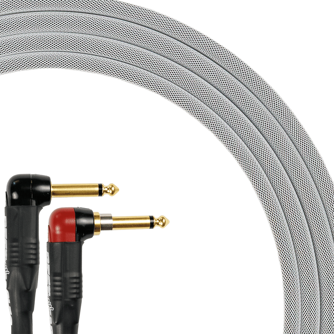 Best Damn Cable Co The Best Damn SILENT instrument cable with silver braided sleeve and right angle gold plugs