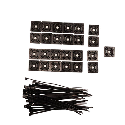 Best Damn Cable Co patch cable cleanup kit with black adhesive cable tie mounts and zip ties