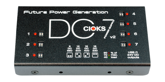 Best Damn Cable Co Cioks DC7 v2 power supply unit with seven numbered outputs and LED indicators